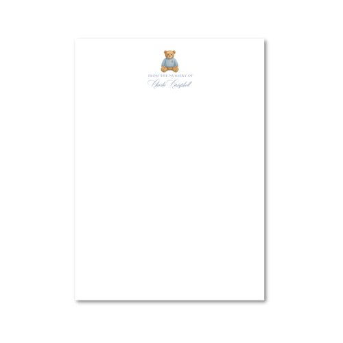 Load image 1 in gallery view. Heirloom Teddy Bear - Blue | 5x7 Custom Notepad