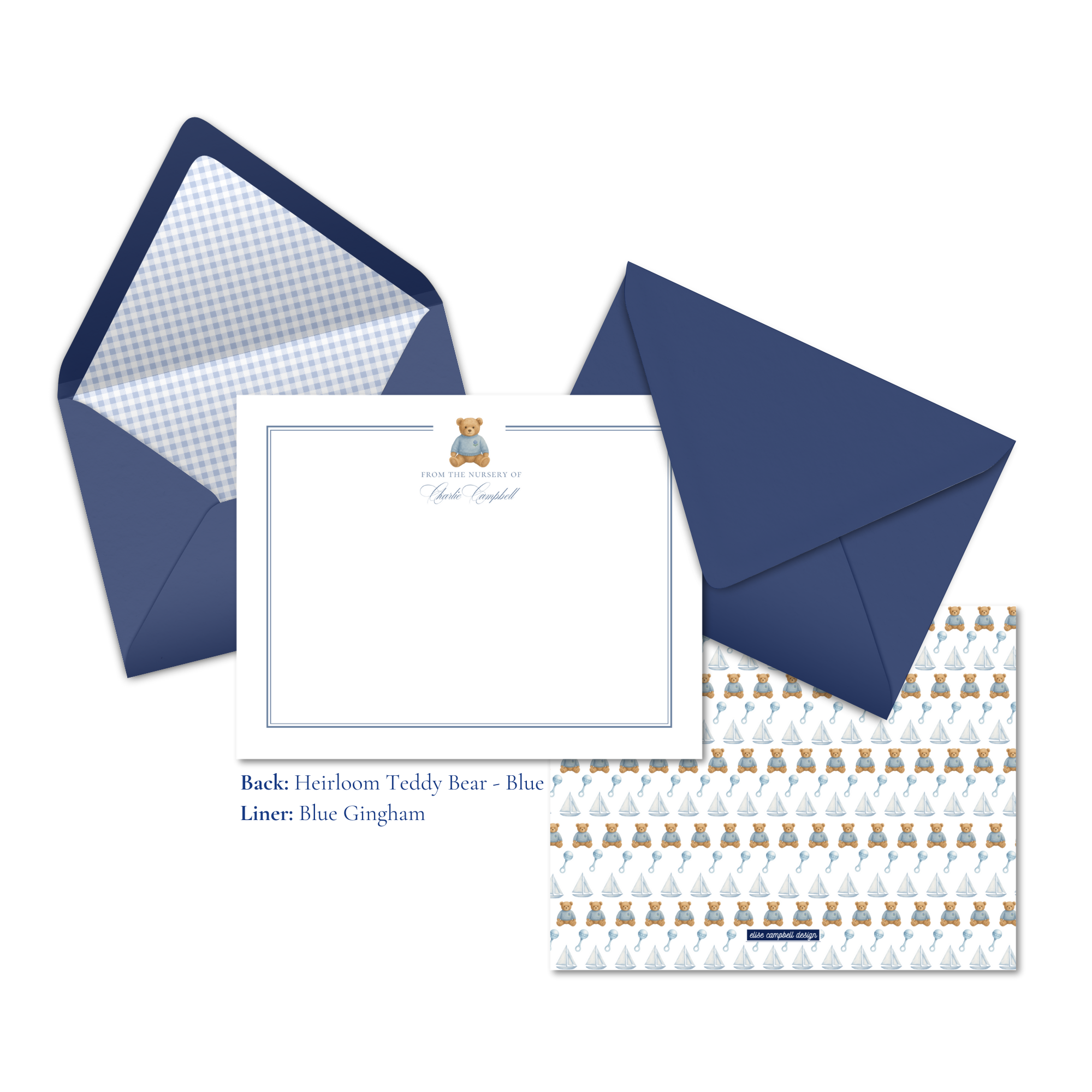 Heirloom Teddy Bear Notecards | Blue
