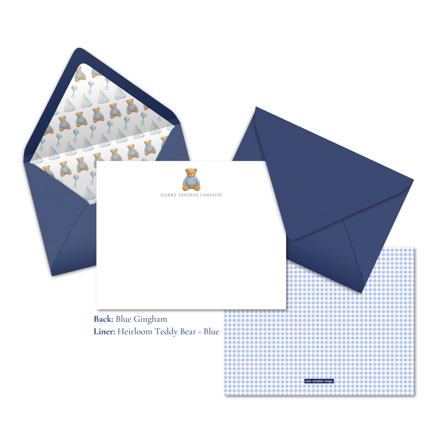 Heirloom Teddy Bear Notecards | Blue