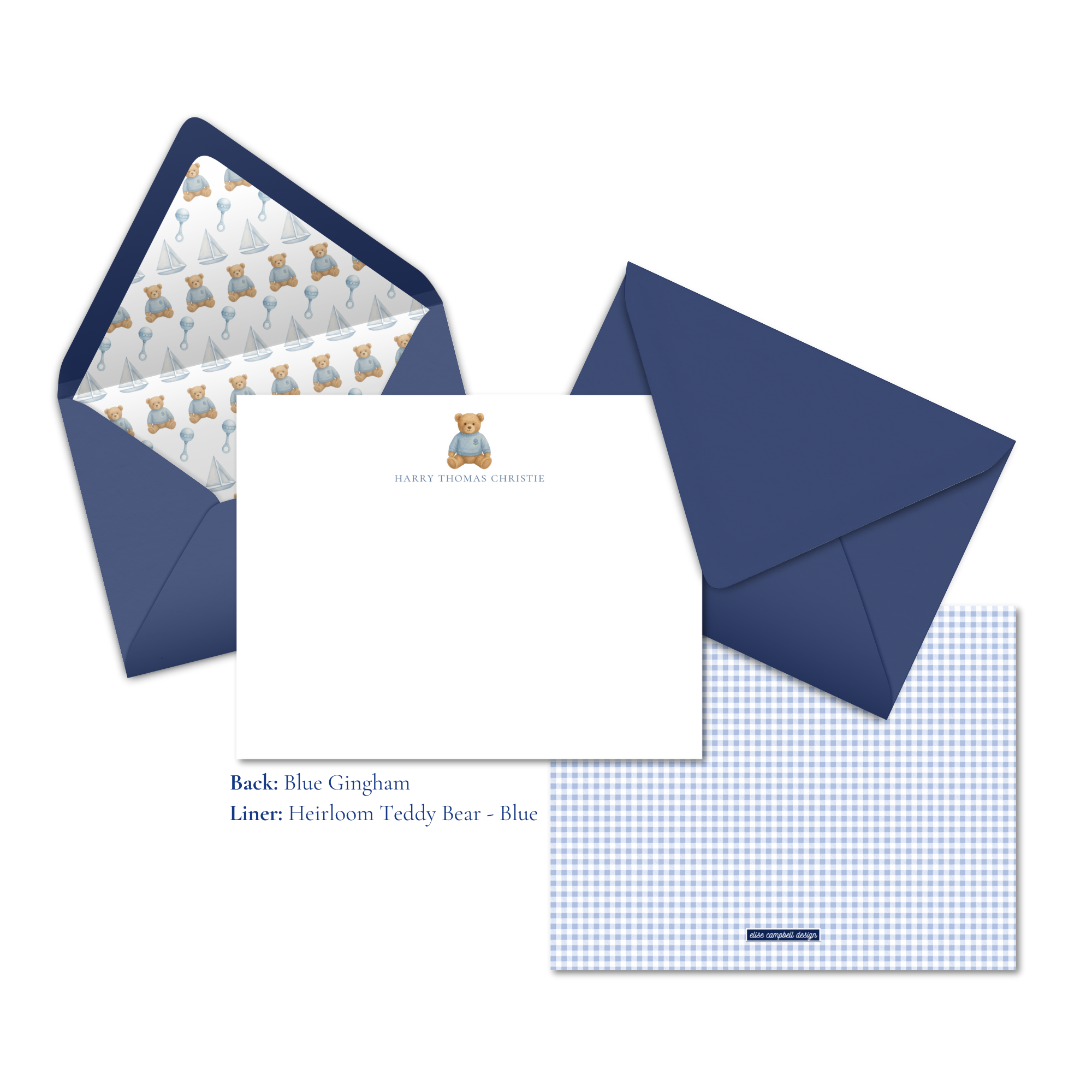 Heirloom Teddy Bear Notecards | Blue