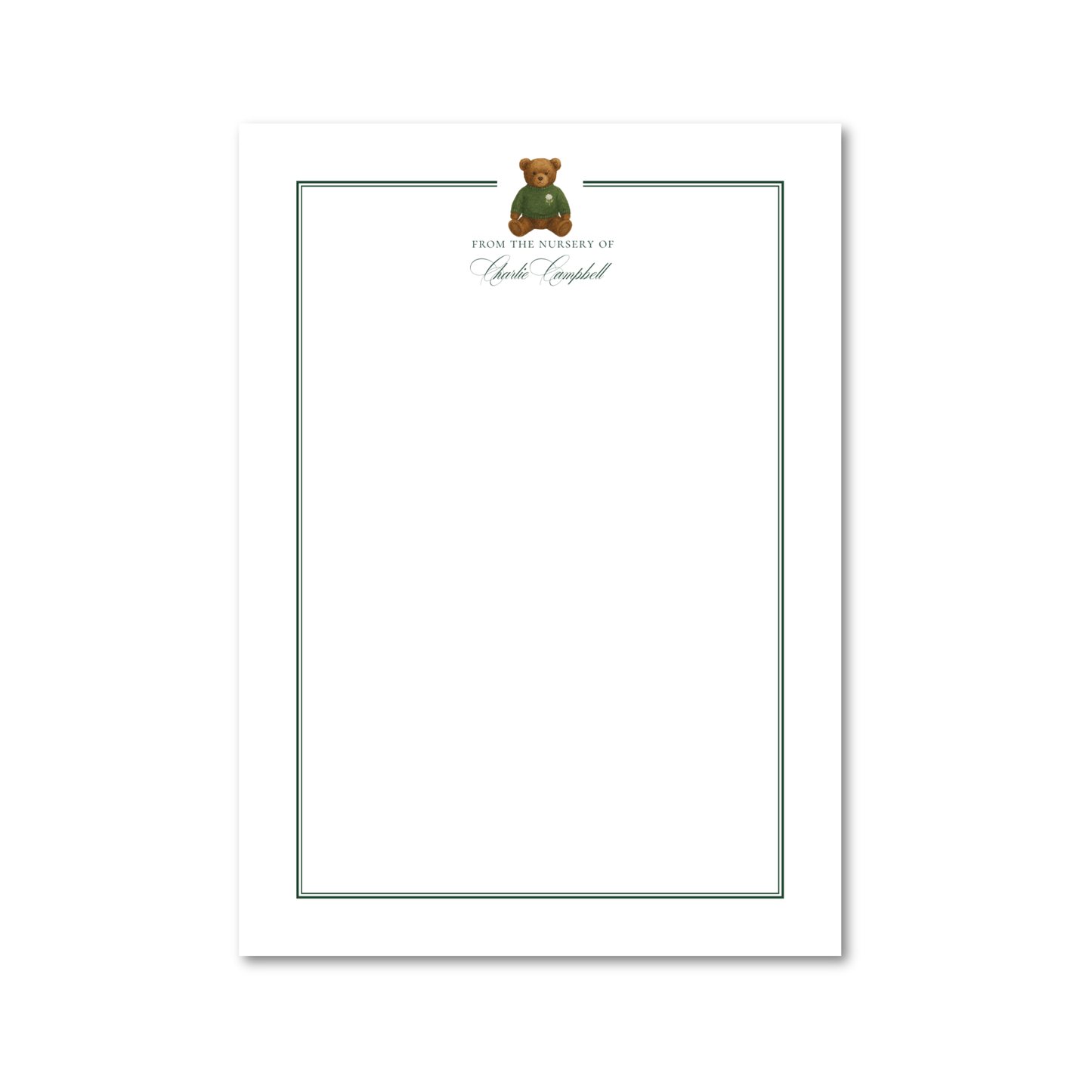 Heirloom Teddy Bear - Evergreen | 5x7 Custom Notepad