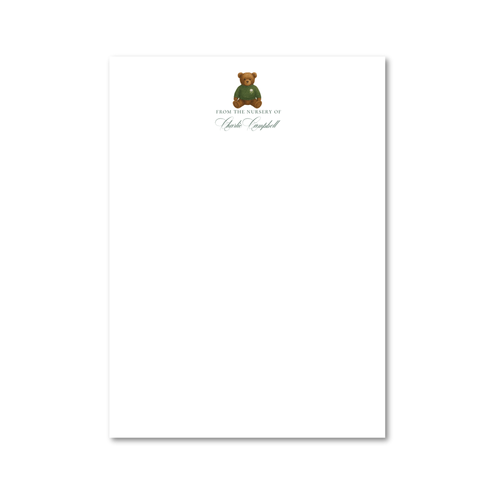Load image 1 in gallery view. Heirloom Teddy Bear - Evergreen | 5x7 Custom Notepad