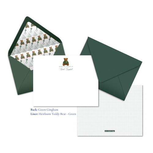 Load image 1 in gallery view. Heirloom Teddy Bear Notecards | Green