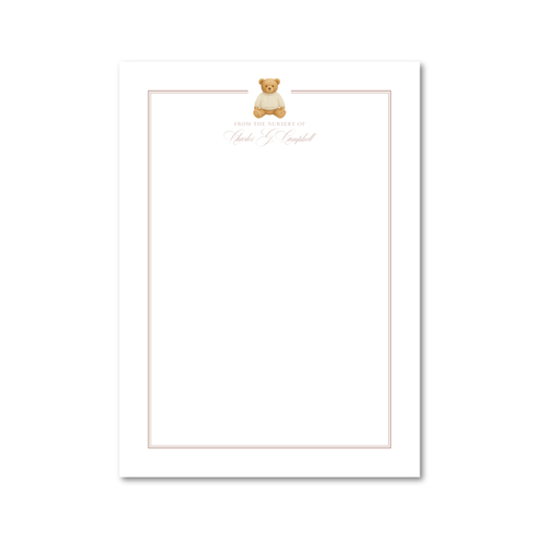 Load image 1 in gallery view. Heirloom Teddy Bear - Neutral | 5x7 Custom Notepad