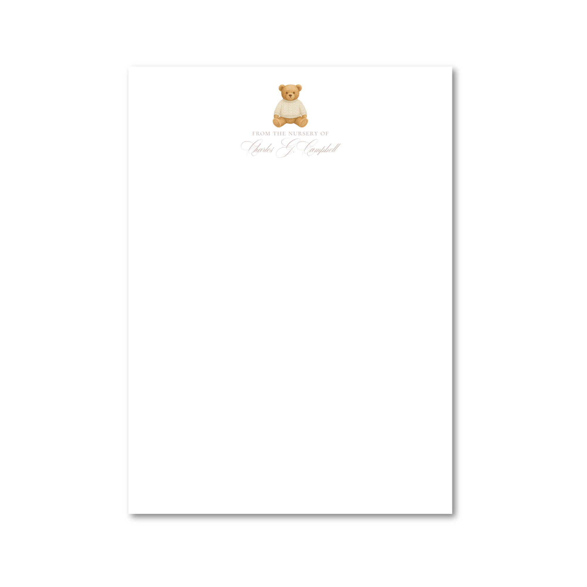 Heirloom Teddy Bear - Neutral | 5x7 Custom Notepad