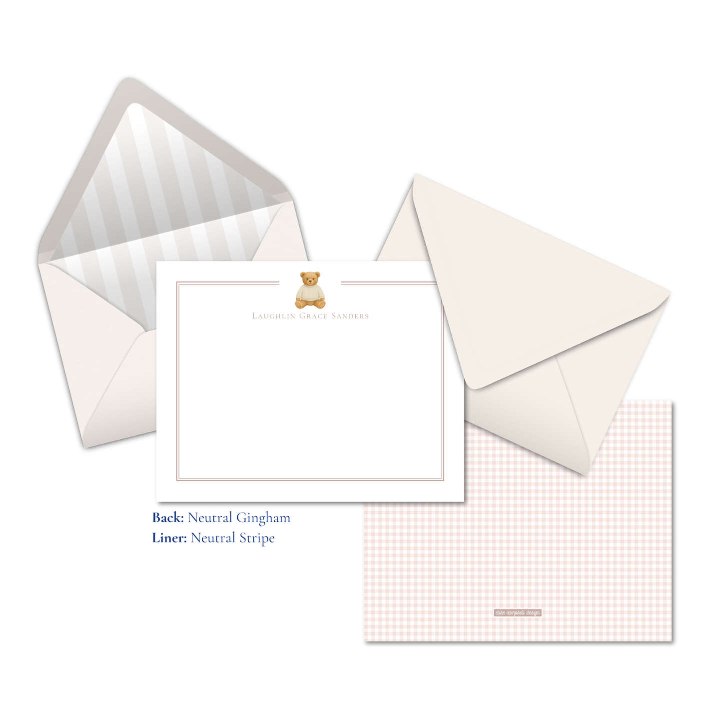 Heirloom Teddy Bear Notecards | Neutral