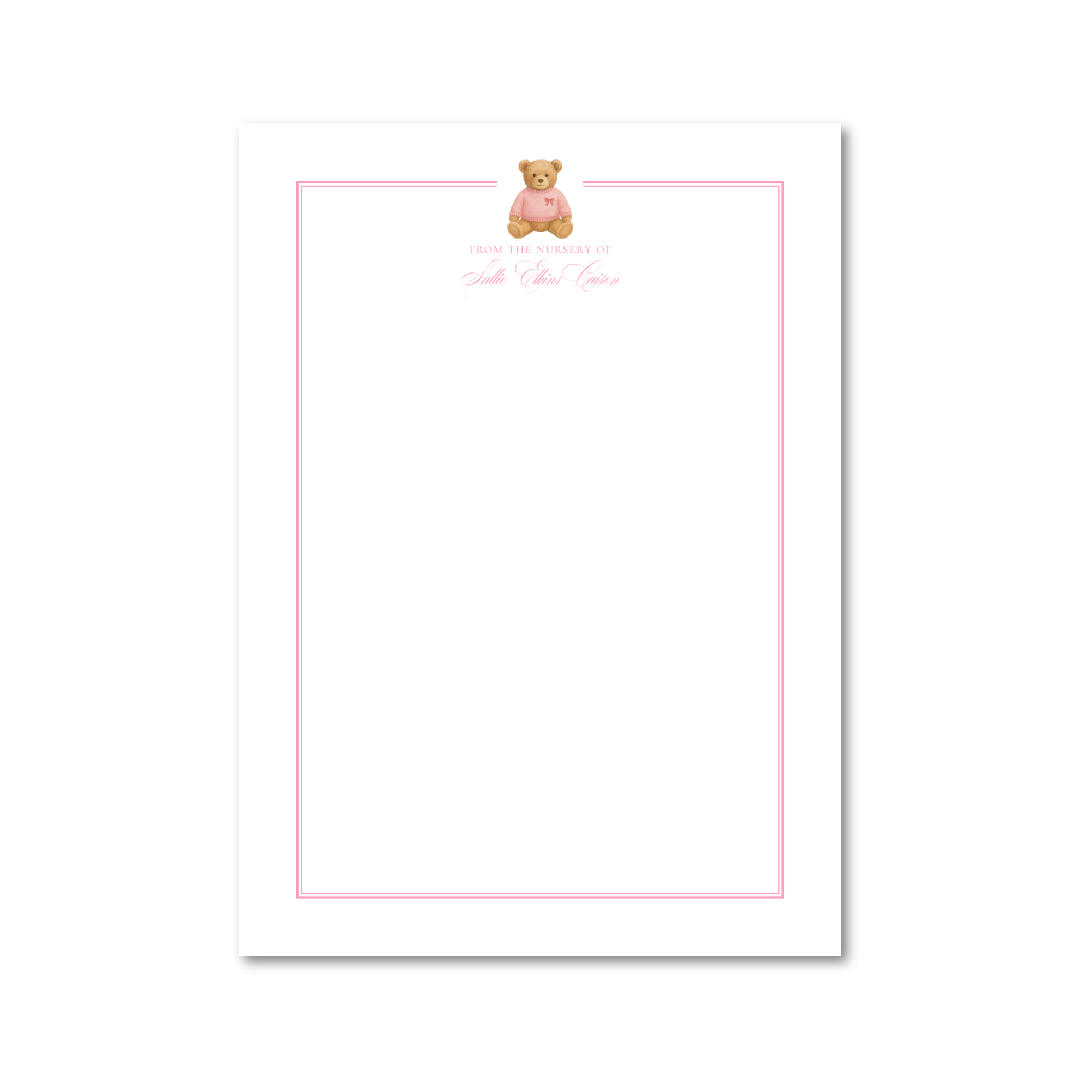 Heirloom Teddy Bear - Pink | 5x7 Custom Notepad