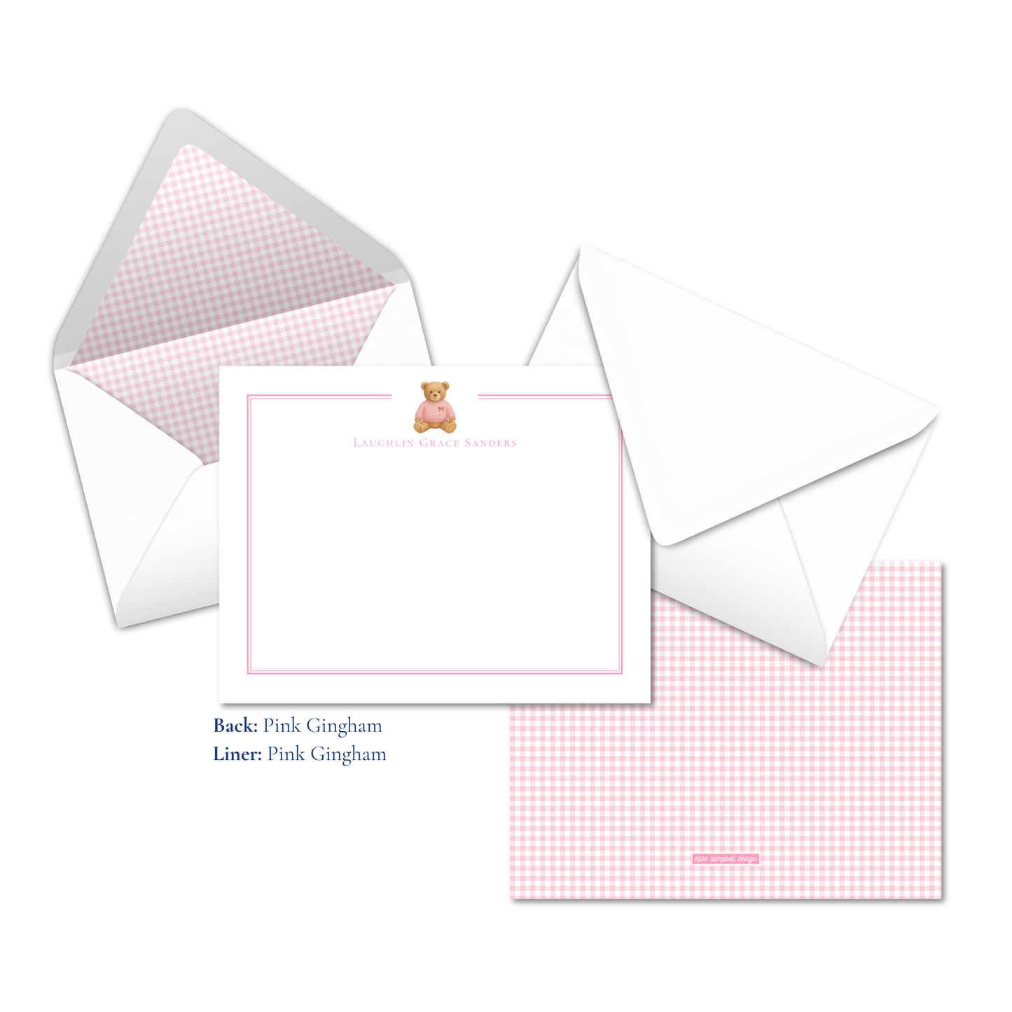 Heirloom Teddy Bear Notecards | Pink