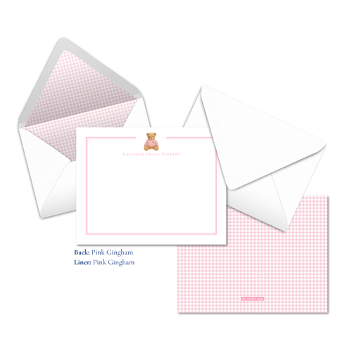 Load image 1 in gallery view. Heirloom Teddy Bear Notecards | Pink