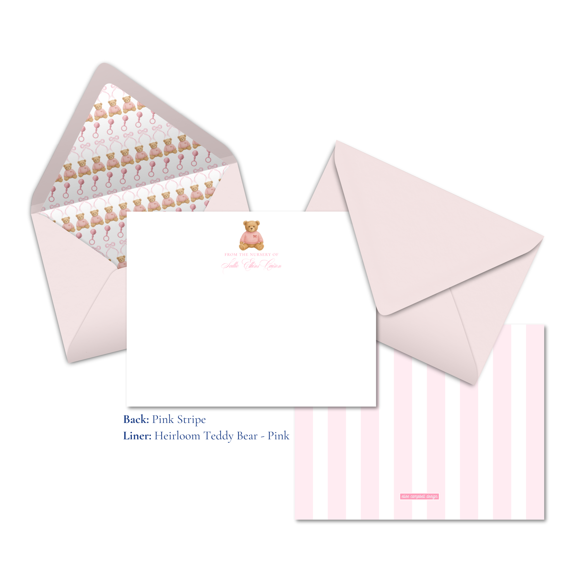 Heirloom Teddy Bear Notecards | Pink