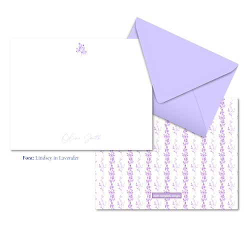 Load image 1 in gallery view. Lavender Watercolor Stripe Notecards