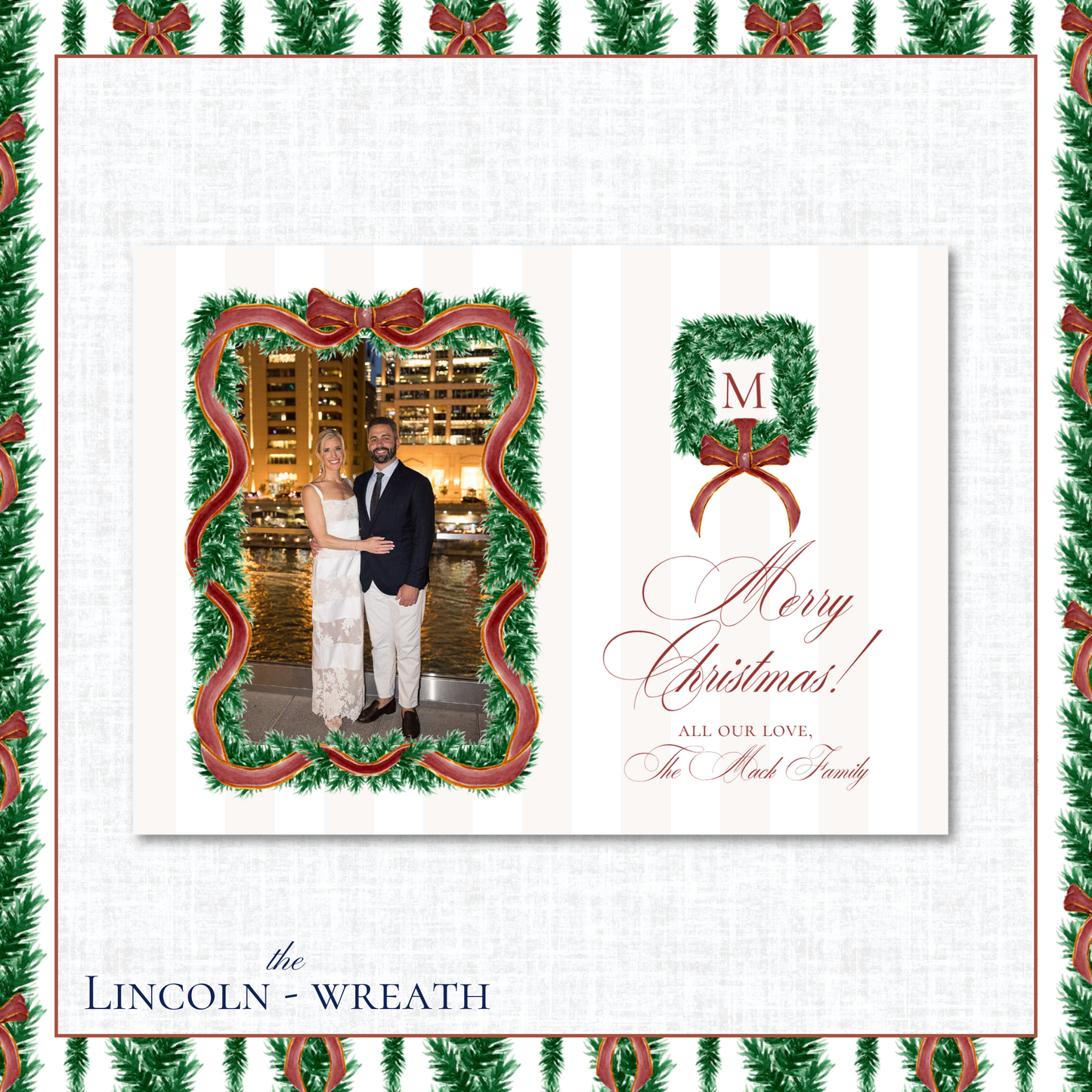 Lincoln Holiday Card | Horizontal | Wreath