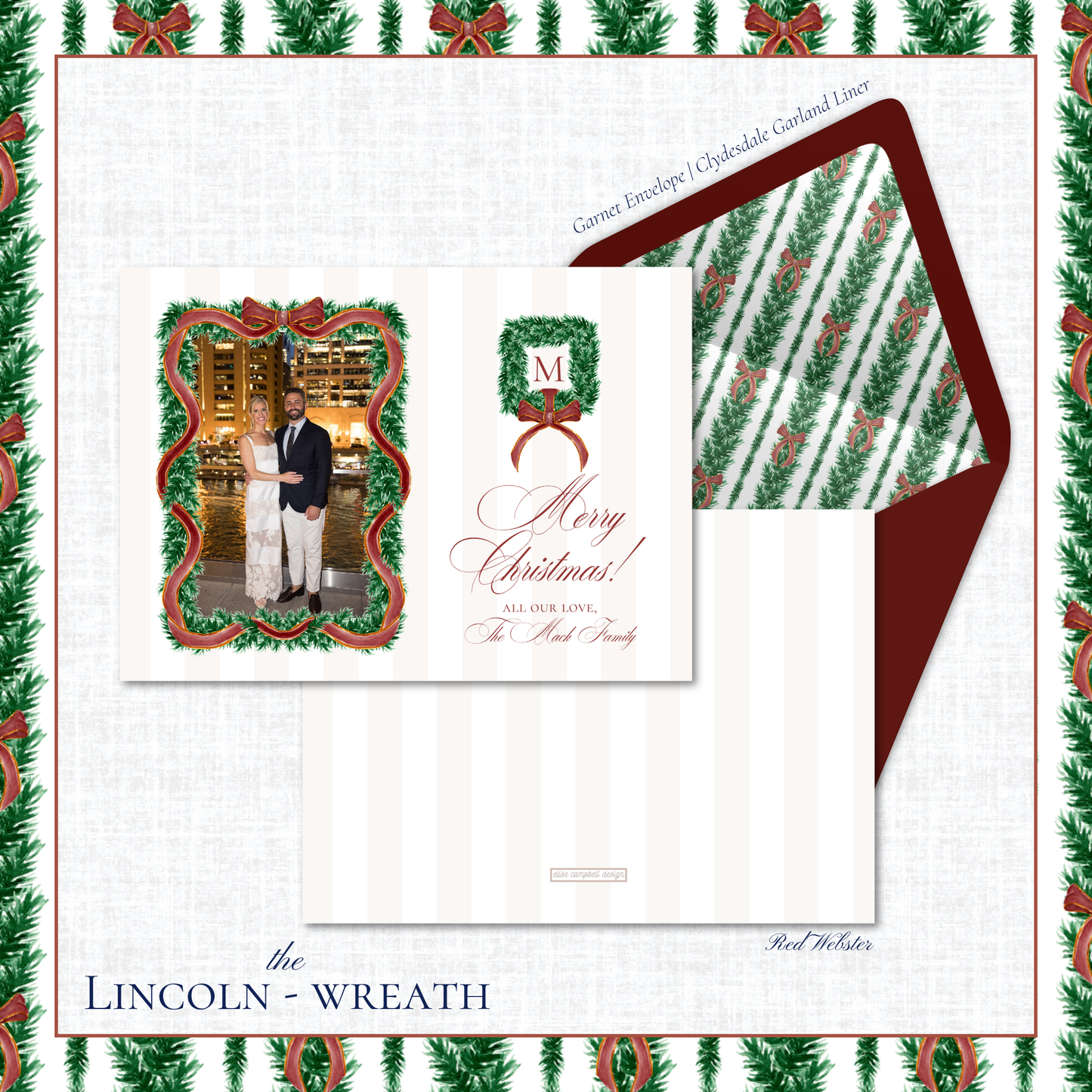 Lincoln Holiday Card | Horizontal | Wreath