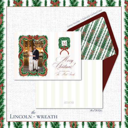Load image 1 in gallery view. Lincoln Holiday Card | Horizontal | Wreath