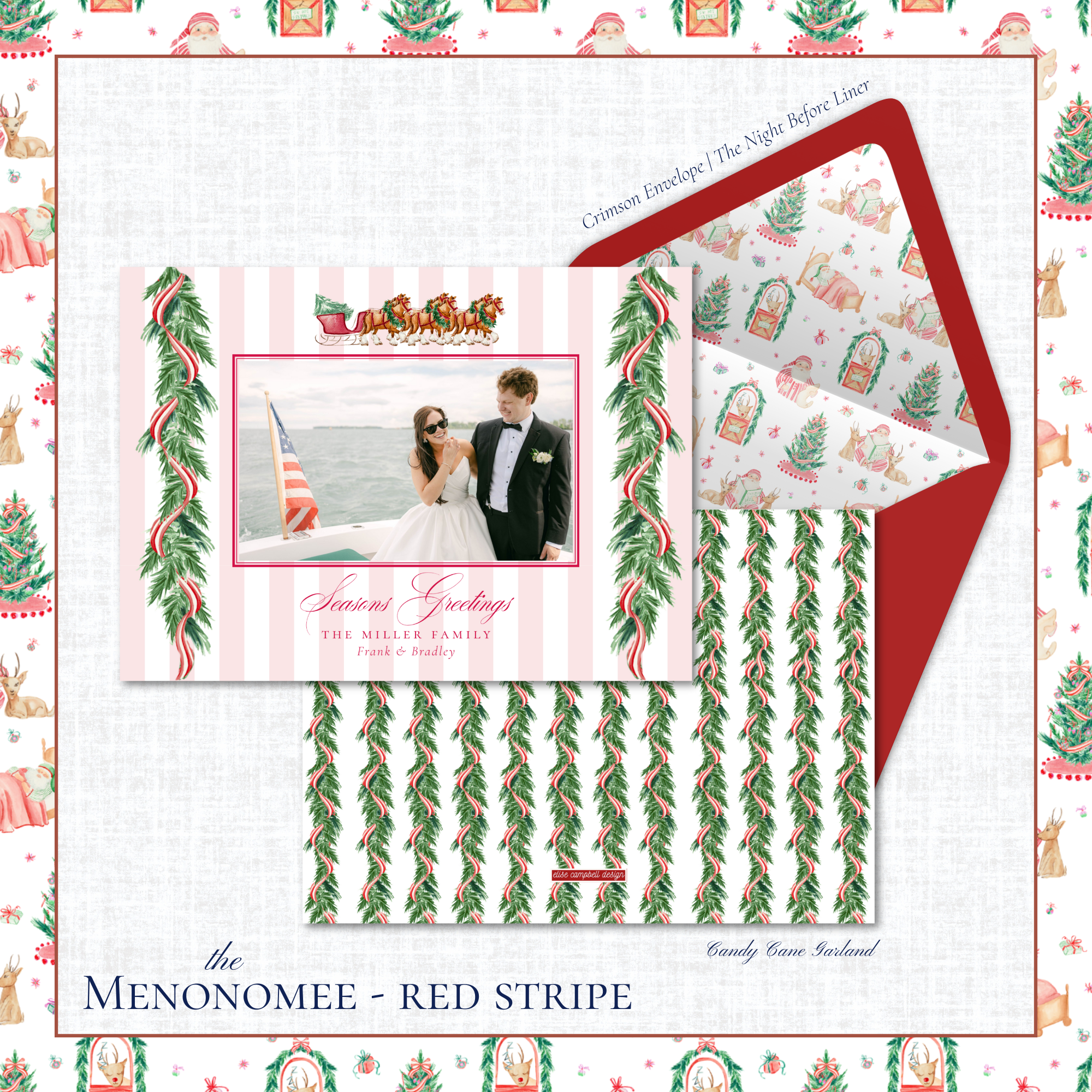 Menonomee Holiday Card | Horizontal | Red Stripe Horse