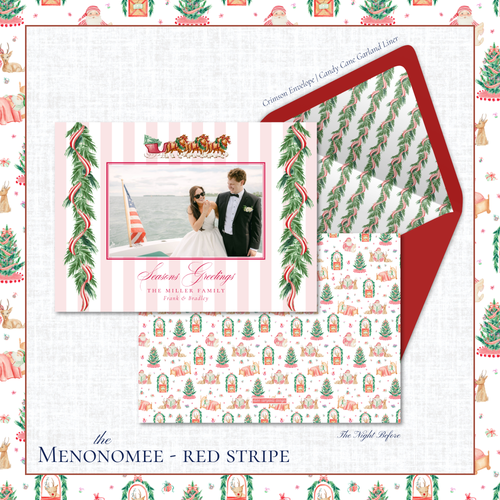 Load image 1 in gallery view. Menonomee Holiday Card | Horizontal | Red Stripe Horse