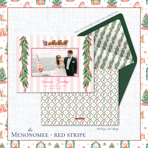 Load image 1 in gallery view. Menonomee Holiday Card | Horizontal | Red Stripe Horse