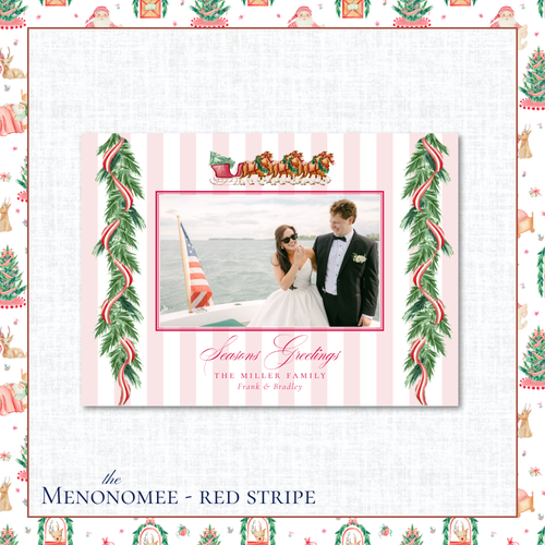 Load image 1 in gallery view. Menonomee Holiday Card | Horizontal | Red Stripe Horse