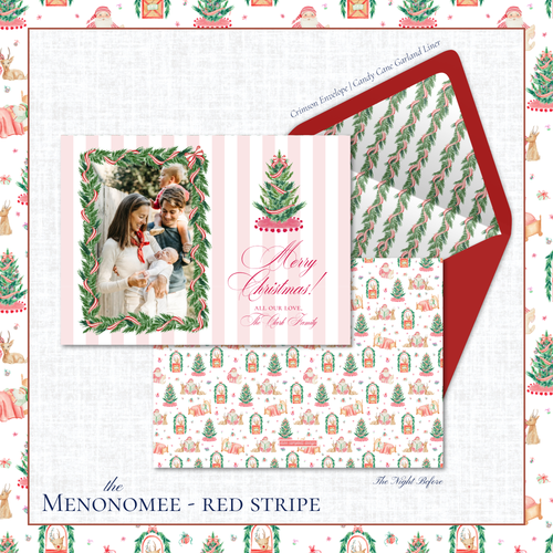 Load image 1 in gallery view. Menonomee Holiday Card | Horizontal | Red Stripe Tree