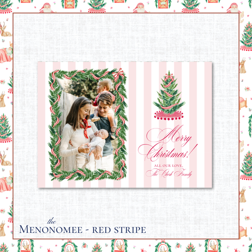 Load image 1 in gallery view. Menonomee Holiday Card | Horizontal | Red Stripe Tree