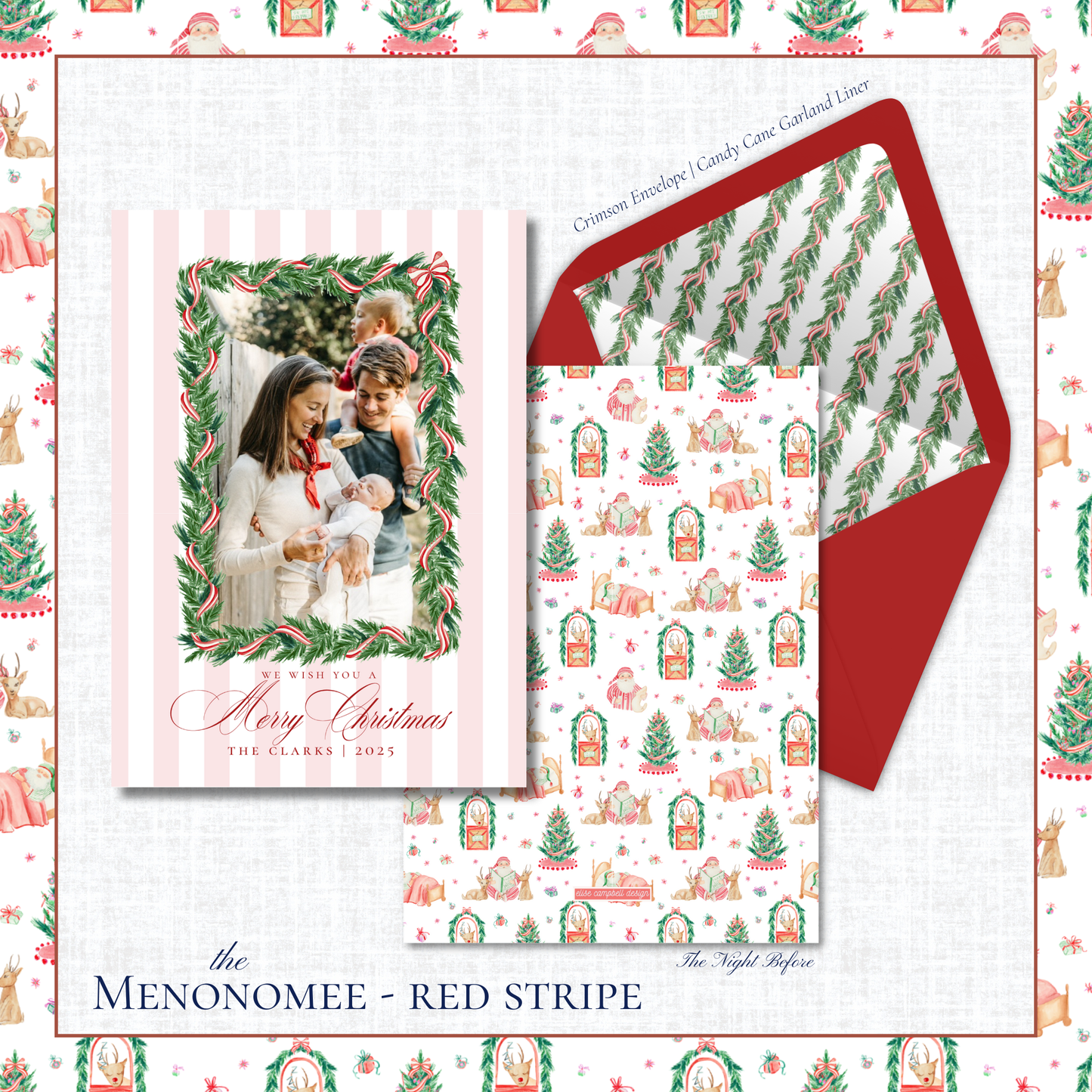 Menonomee Holiday Card | Vertical | Red Stripe
