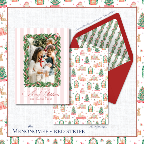 Load image 1 in gallery view. Menonomee Holiday Card | Vertical | Red Stripe