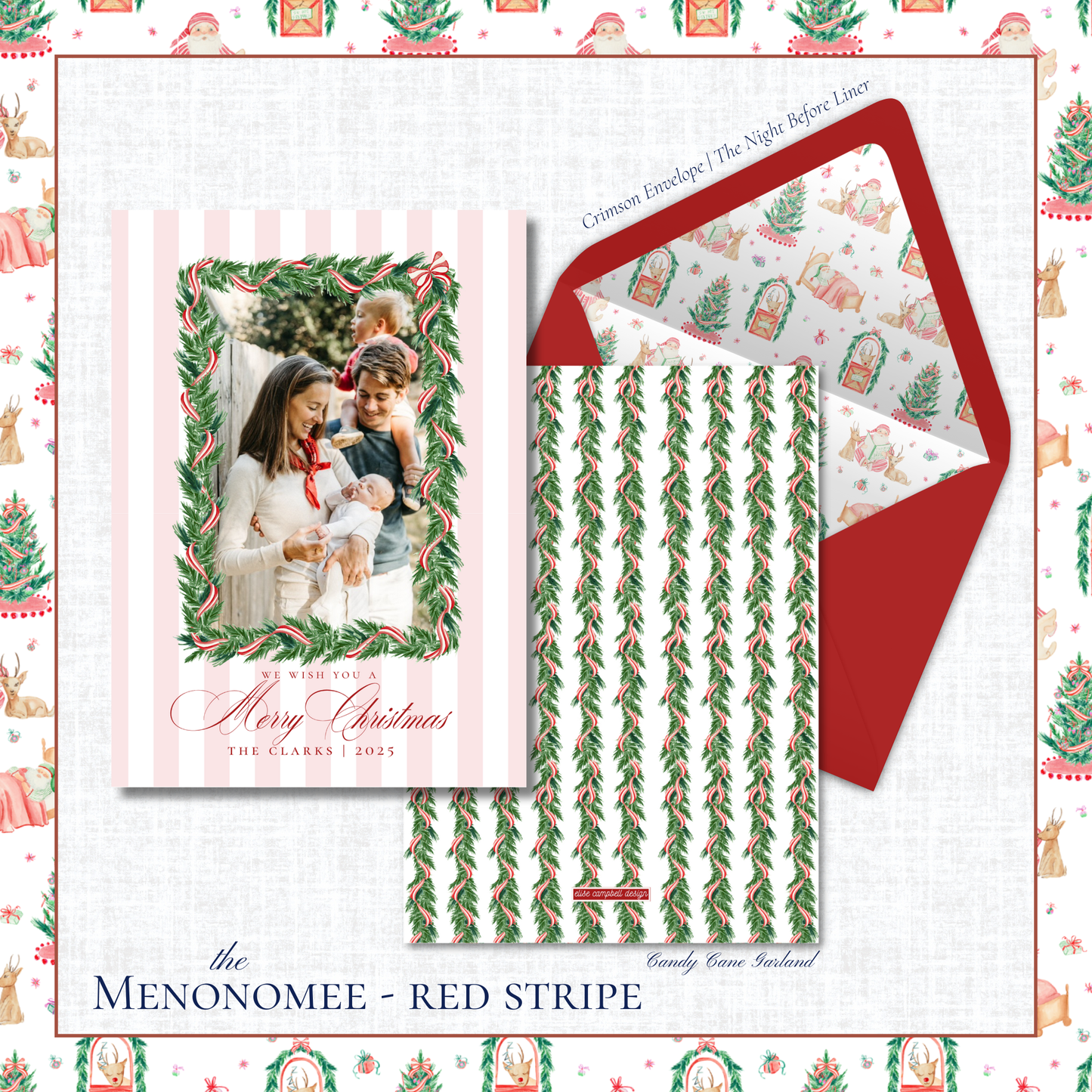 Menonomee Holiday Card | Vertical | Red Stripe