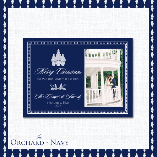 Load image 1 in gallery view. Orchard Holiday Card | Horizontal | Navy