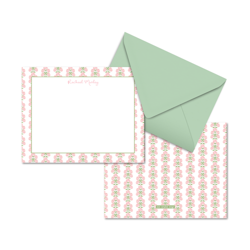 Load image 1 in gallery view. Pink Hydrangea Block Print Notecard