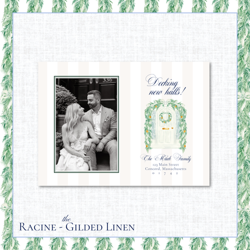 Load image 1 in gallery view. Racine Holiday Card | Horizontal | Gilded Linen