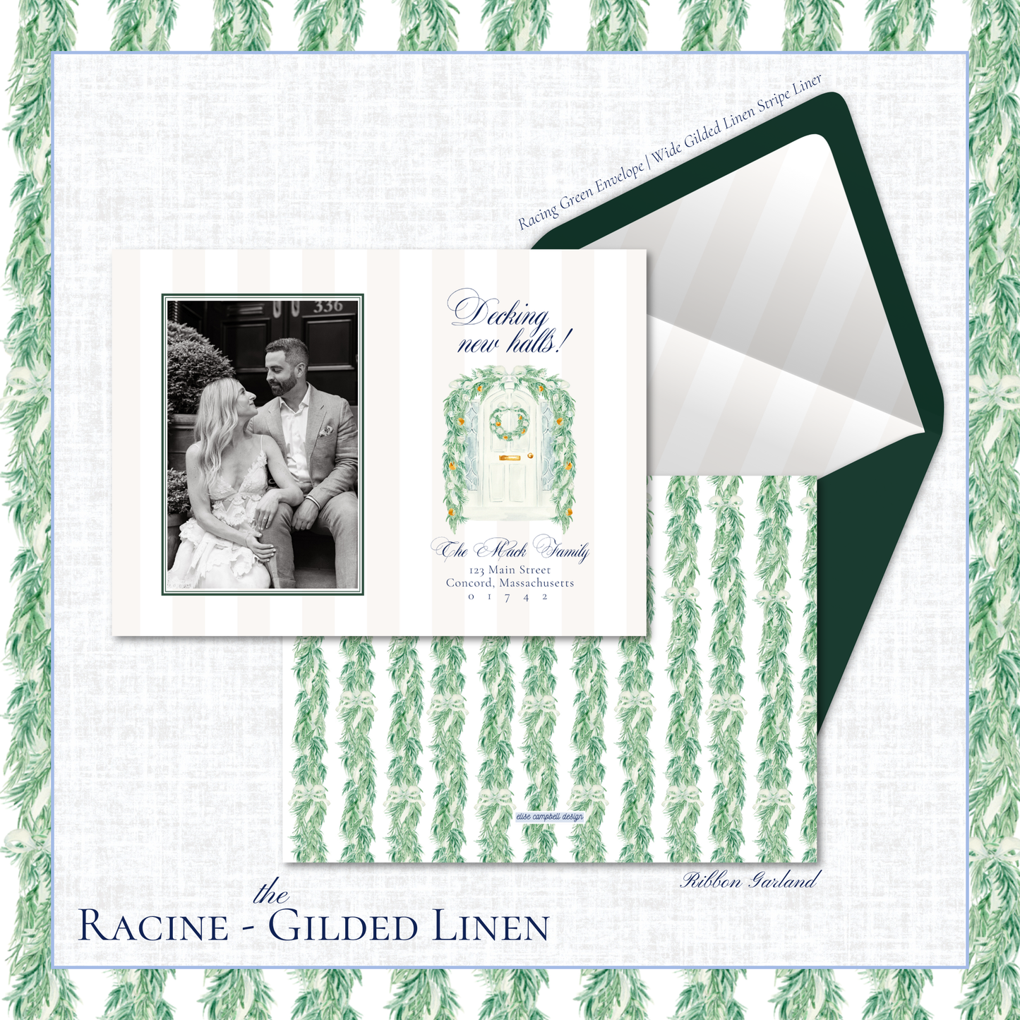 Racine Holiday Card | Horizontal | Gilded Linen