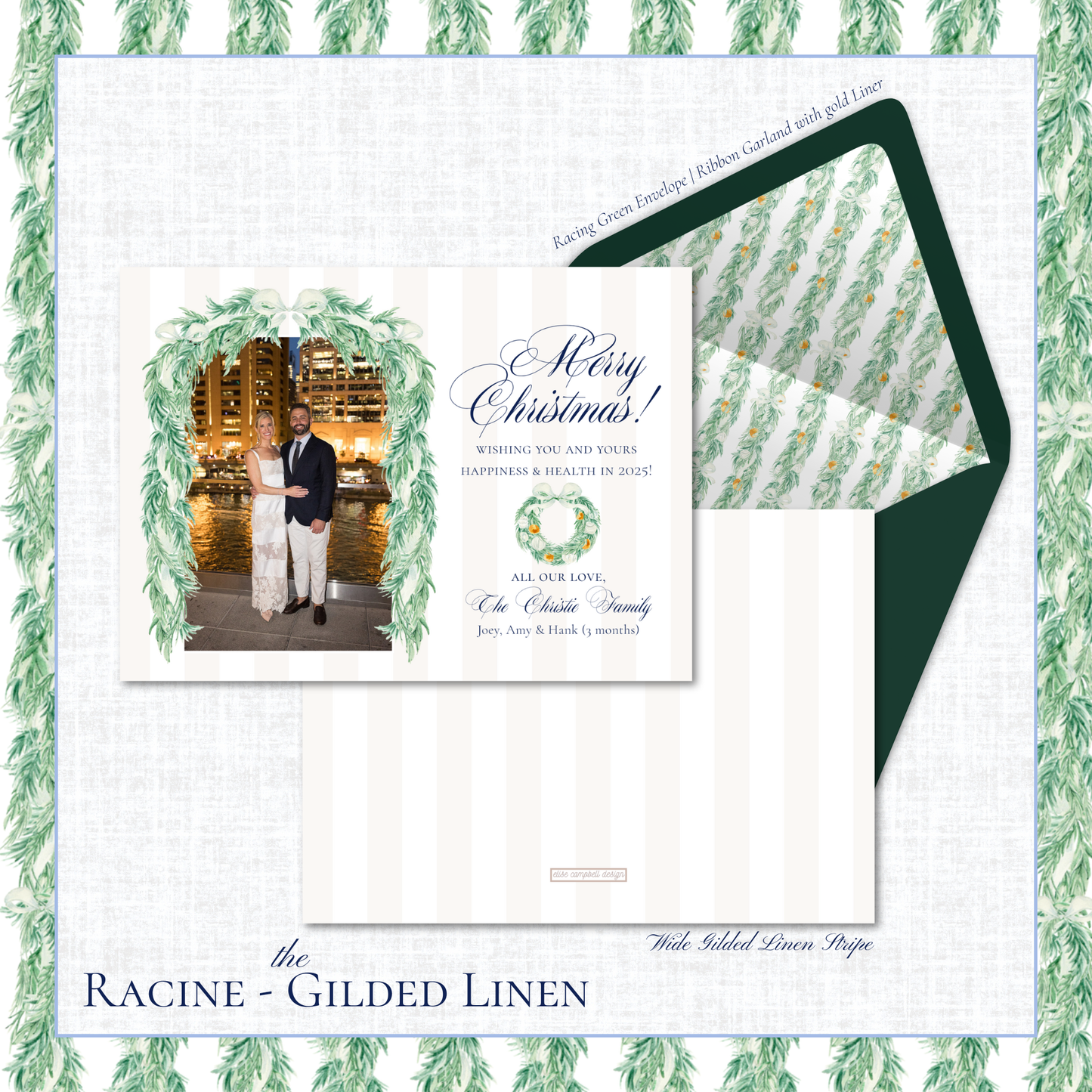 Racine Holiday Card | Horizontal | Gilded Linen