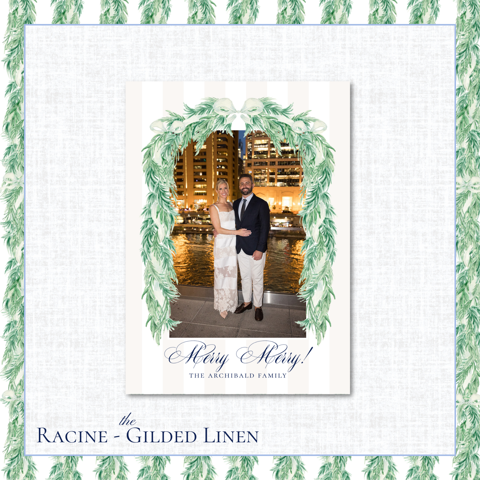 Racine Holiday Card | Vertical | Gilded Linen