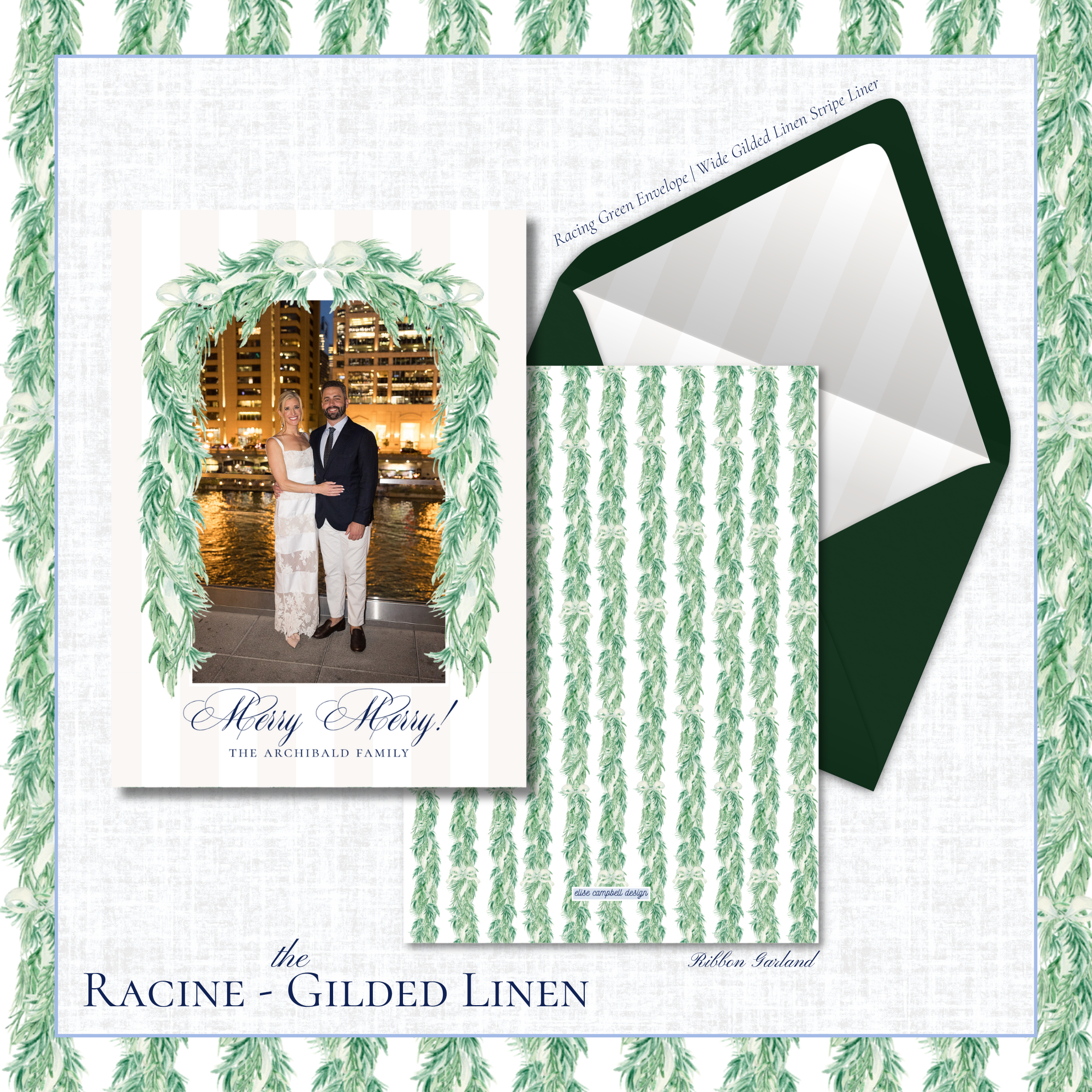 Racine Holiday Card | Vertical | Gilded Linen