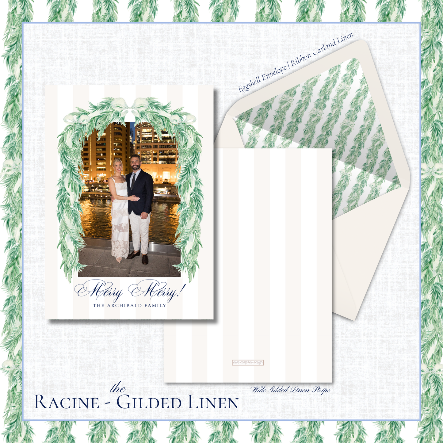 Racine Holiday Card | Vertical | Gilded Linen