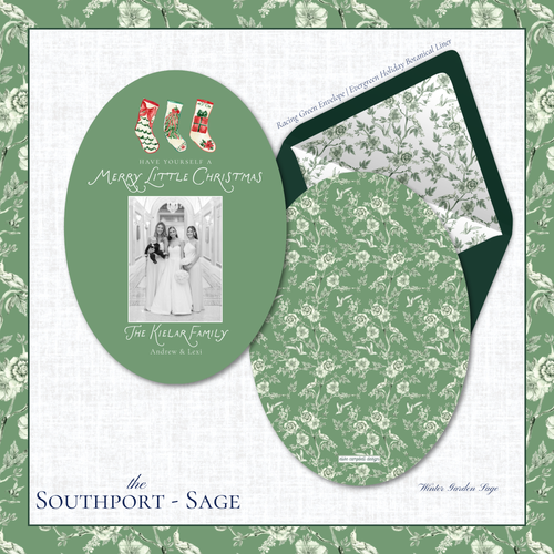 Load image 1 in gallery view. Southport Holiday Card | Vertical | Sage