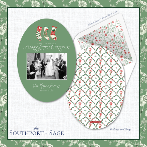 Load image 1 in gallery view. Southport Holiday Card | Vertical | Sage
