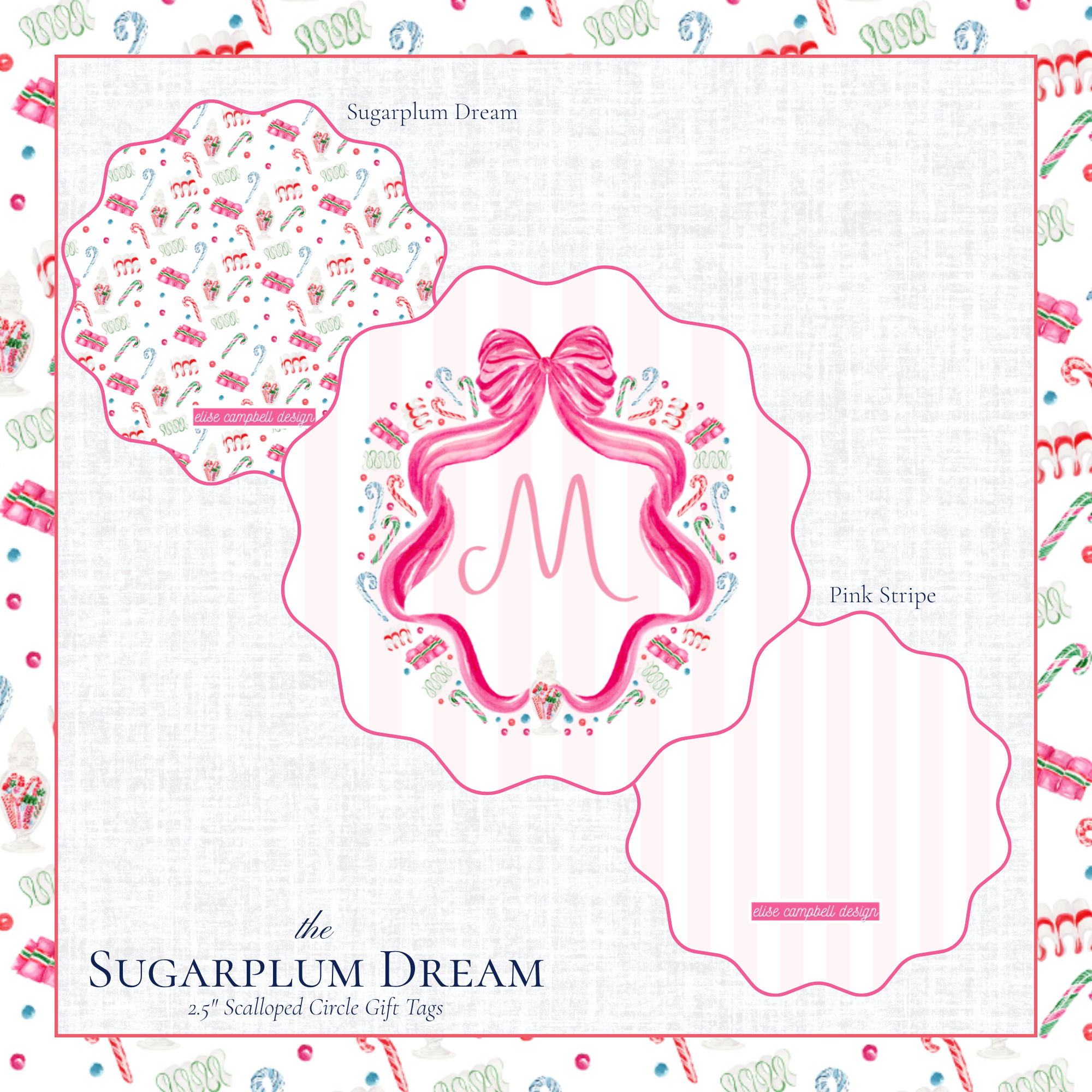 Sugarplum Dreams Gift Tag - Scalloped Circle