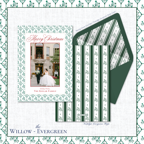 Load image 1 in gallery view. Willow Holiday Card | Vertical | Evergreen
