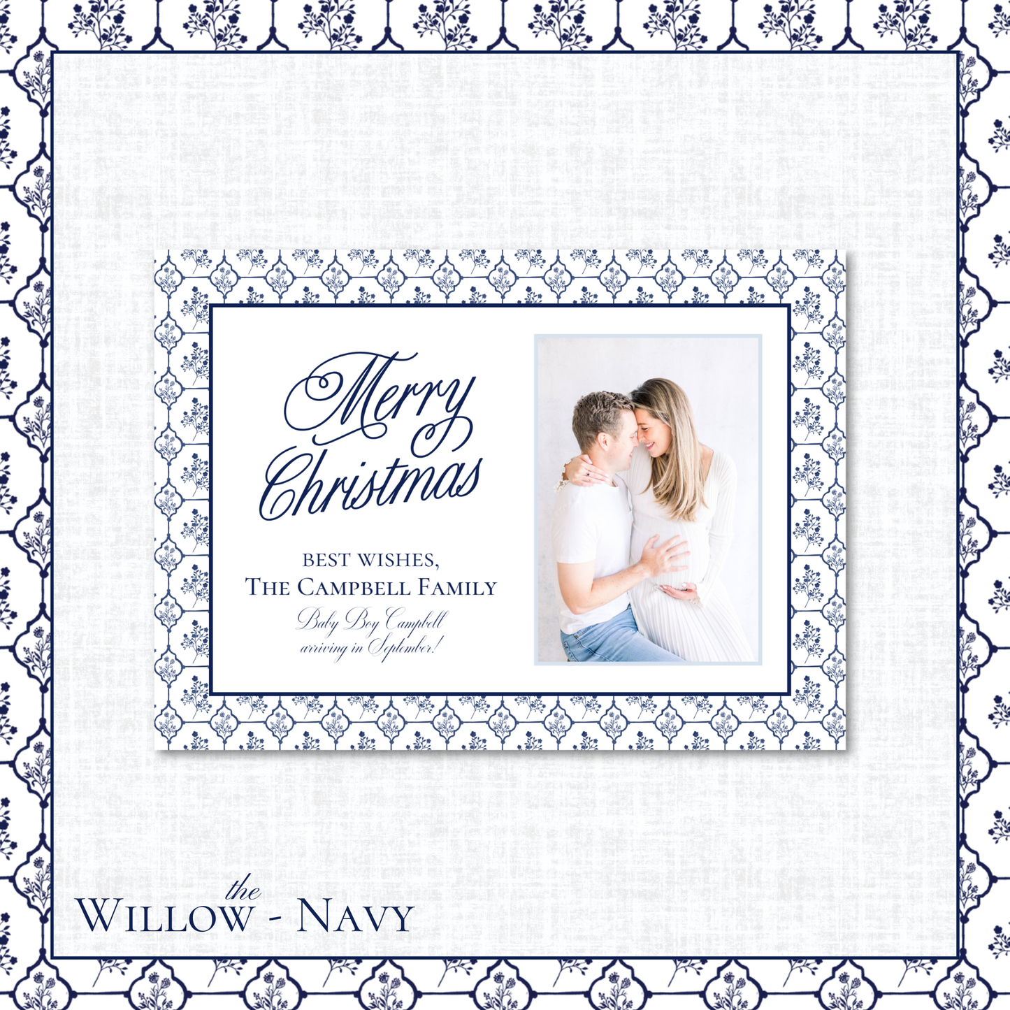 Willow Holiday Card | Horizontal | Navy