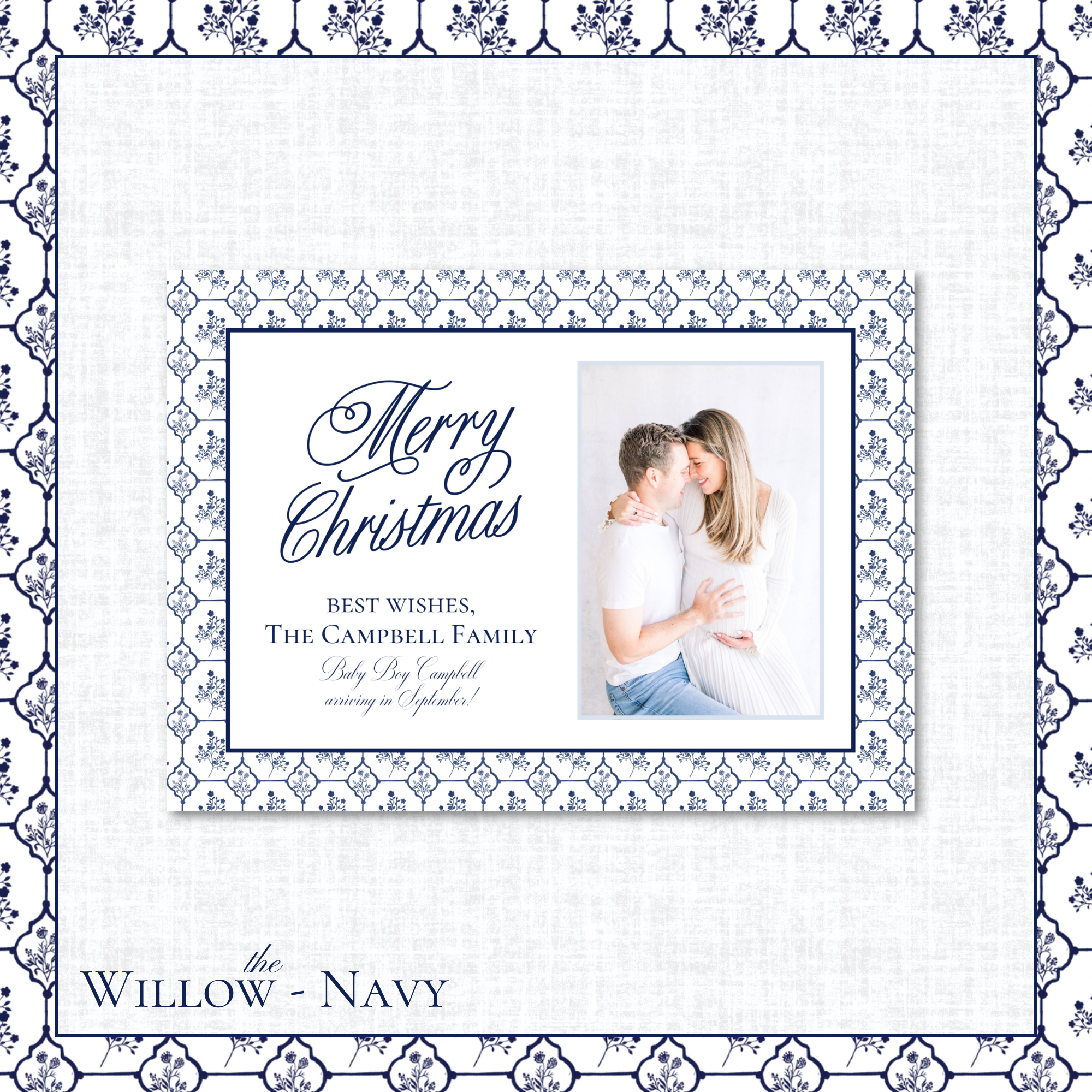 Willow Holiday Card | Horizontal | Navy
