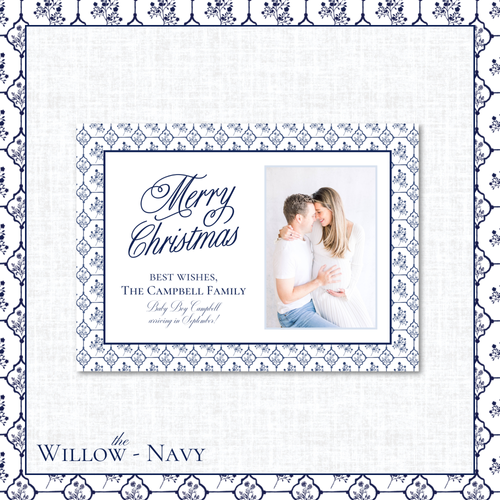 Load image 1 in gallery view. Willow Holiday Card | Horizontal | Navy