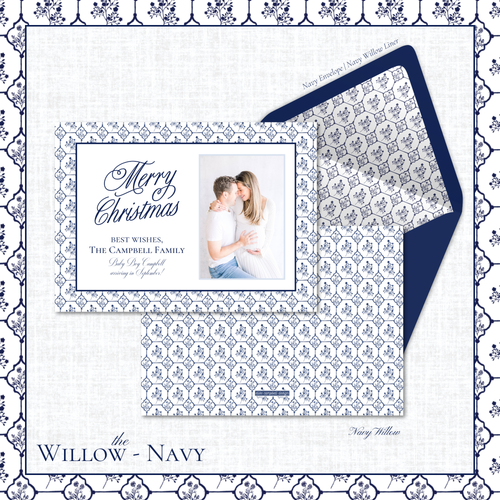 Load image 1 in gallery view. Willow Holiday Card | Horizontal | Navy