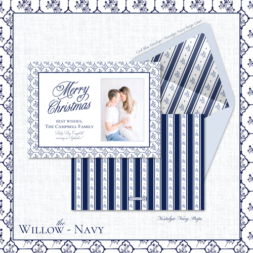 Load image 1 in gallery view. Willow Holiday Card | Horizontal | Navy