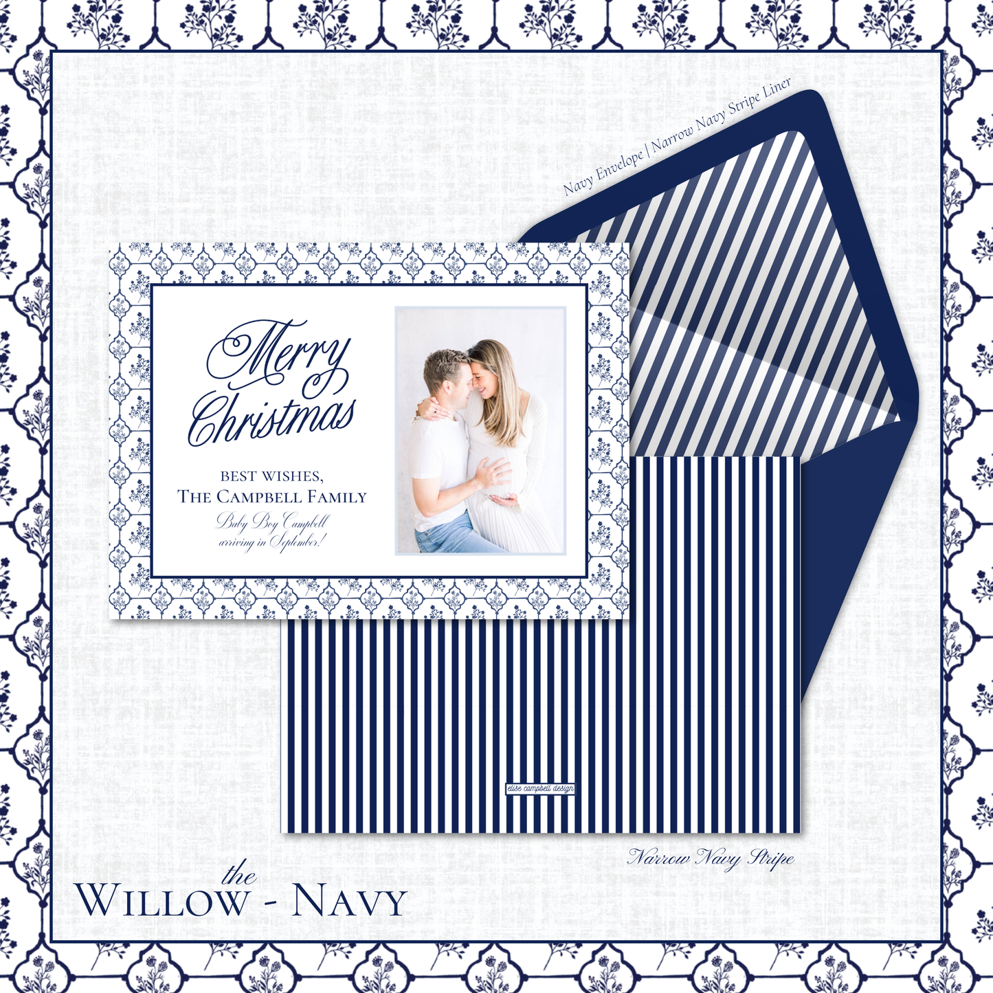 Willow Holiday Card | Horizontal | Navy