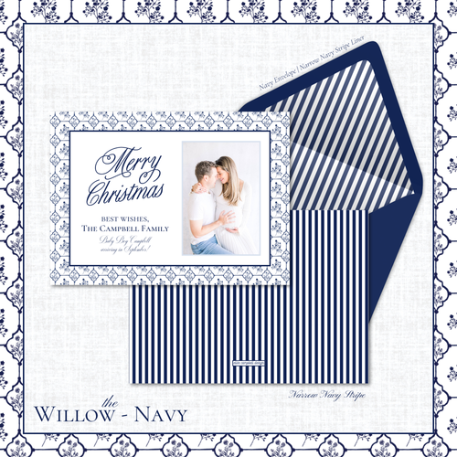 Load image 1 in gallery view. Willow Holiday Card | Horizontal | Navy
