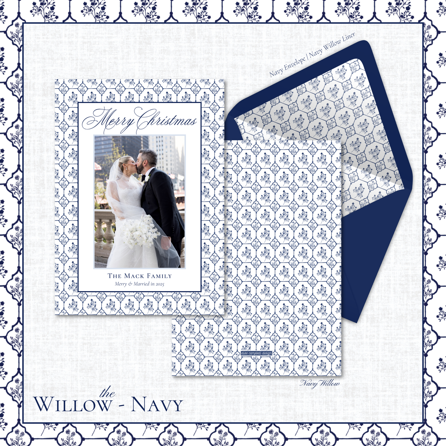 Willow Holiday Card | Vertical | Navy