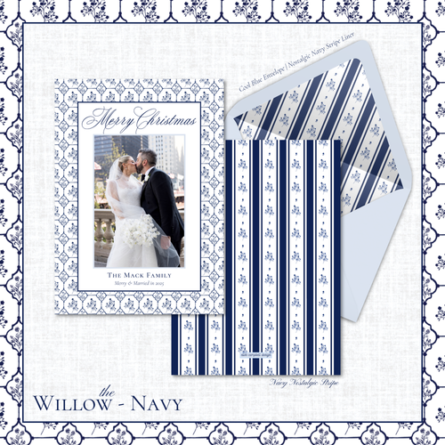 Load image 1 in gallery view. Willow Holiday Card | Vertical | Navy