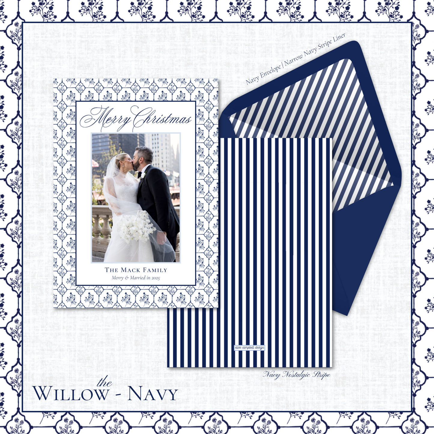 Willow Holiday Card | Vertical | Navy
