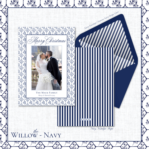Load image 1 in gallery view. Willow Holiday Card | Vertical | Navy